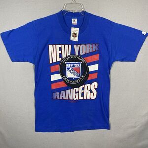 Vintage 1990 New York Rangers NHL Hockey Single Stitch Graphic T-Shirt - Medium